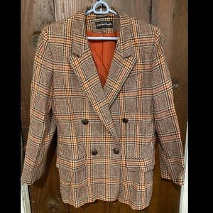 GEORGIO SAINT ANGELO Wool Blazer Jacket Women’s M  Plaid Suit Coat